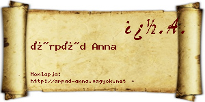 Árpád Anna névjegykártya